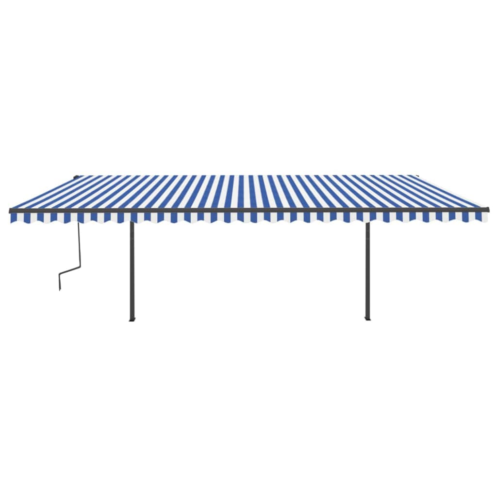 Tenda da Sole Retrattile Automatica con Pali 6x3 m Blu e Bianca - homemem39