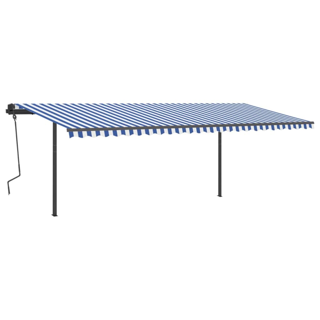 Tenda Automatica con Sensore Vento e LED 6x3 m Blu Bianca - homemem39