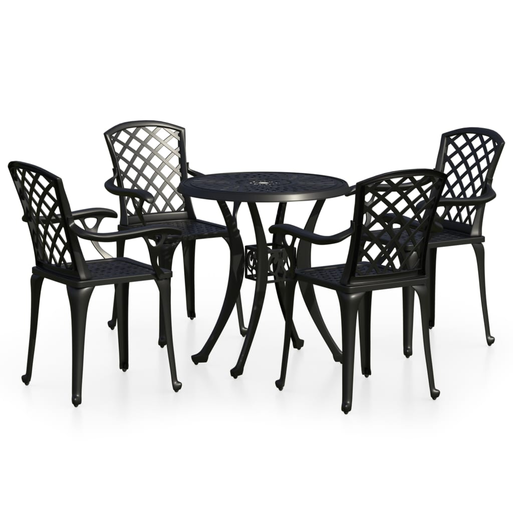 Set da Bistrot 5 pz in Alluminio Pressofuso Nero - homemem39