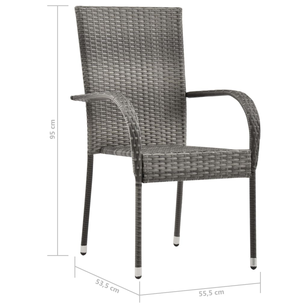 Set Mobili da Pranzo per Giardino 3 pz Polyrattan Grigio - homemem39