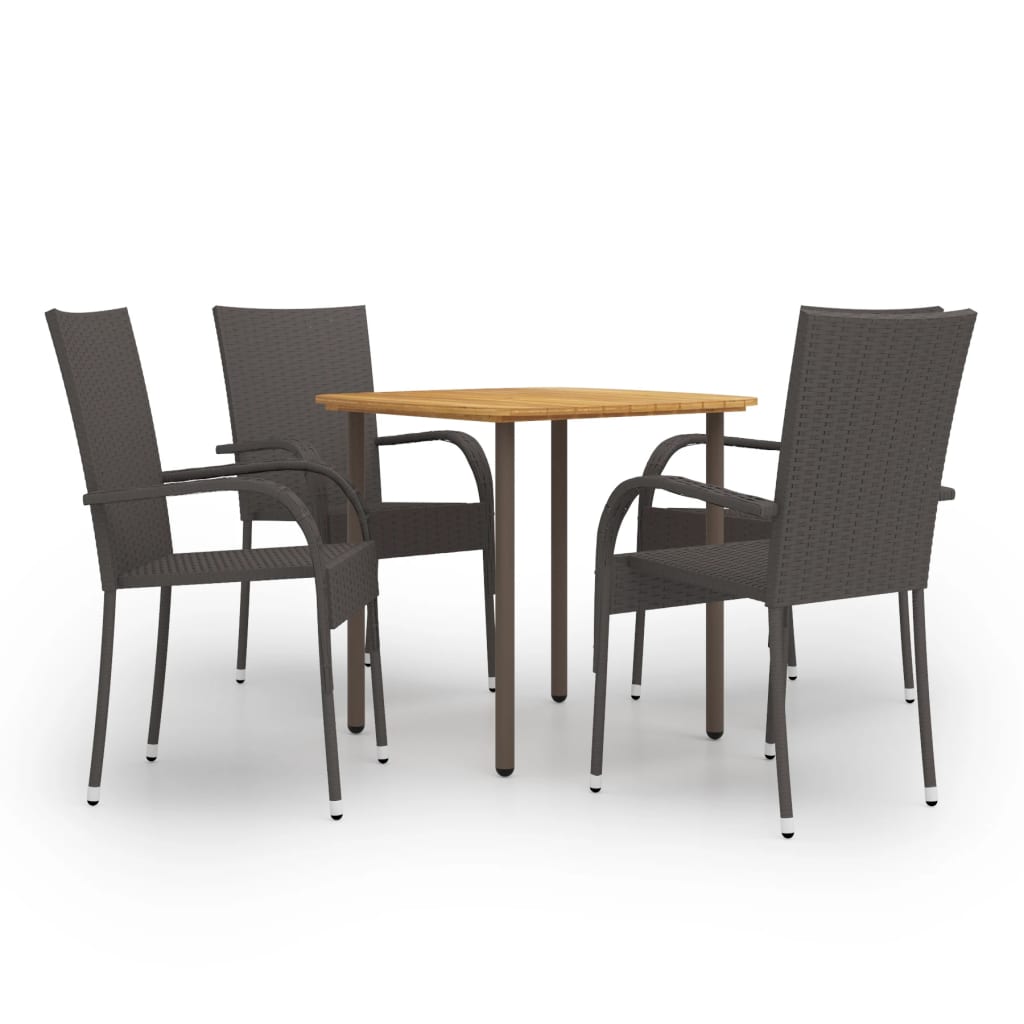 Set Mobili da Pranzo Giardino 5 pz in Polyrattan Marrone - homemem39