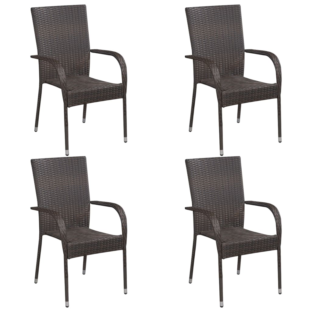 Set Mobili da Pranzo Giardino 5 pz in Polyrattan Marrone - homemem39