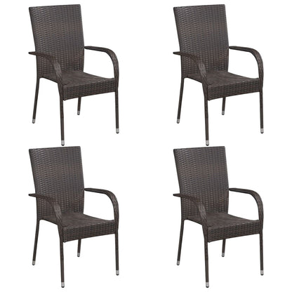 Set Mobili da Pranzo Giardino 5 pz in Polyrattan Marrone - homemem39