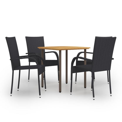 Set Mobili da Pranzo Giardino 5 pz in Polyrattan Nero - homemem39