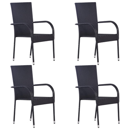 Set Mobili da Pranzo Giardino 5 pz in Polyrattan Nero - homemem39