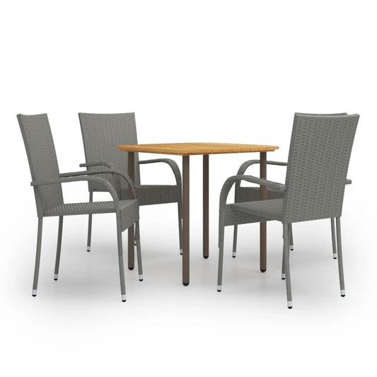 Set Mobili da Pranzo Giardino 5 pz in Polyrattan Grigio - homemem39