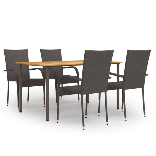 Set Mobili da Pranzo Giardino 5 pz in Polyrattan Marrone - homemem39