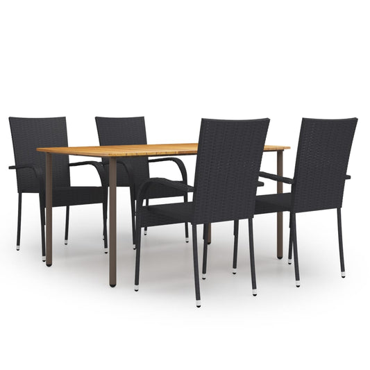 Set Mobili da Pranzo Giardino 5 pz in Polyrattan Nero - homemem39