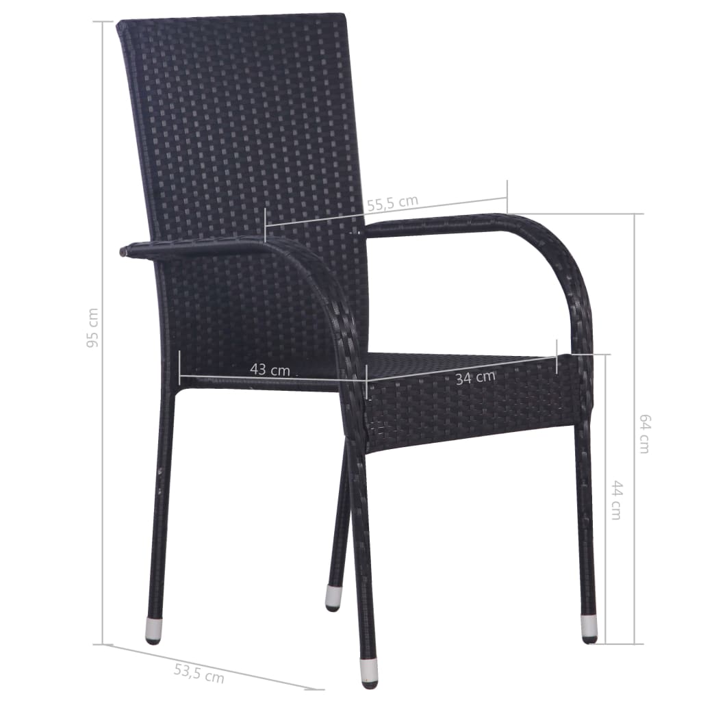 Set Mobili da Pranzo Giardino 5 pz in Polyrattan Nero - homemem39