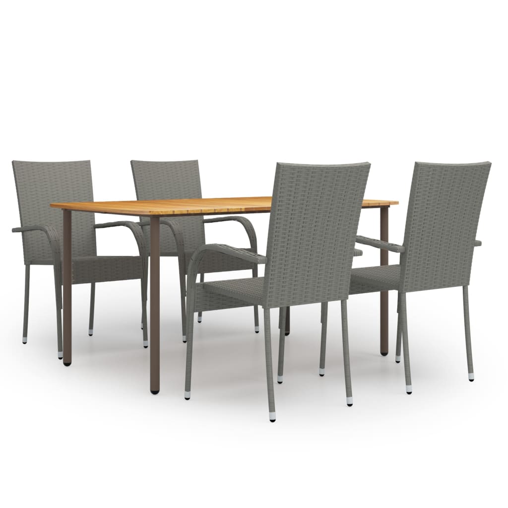 Set Mobili da Pranzo Giardino 5 pz in Polyrattan Grigio - homemem39