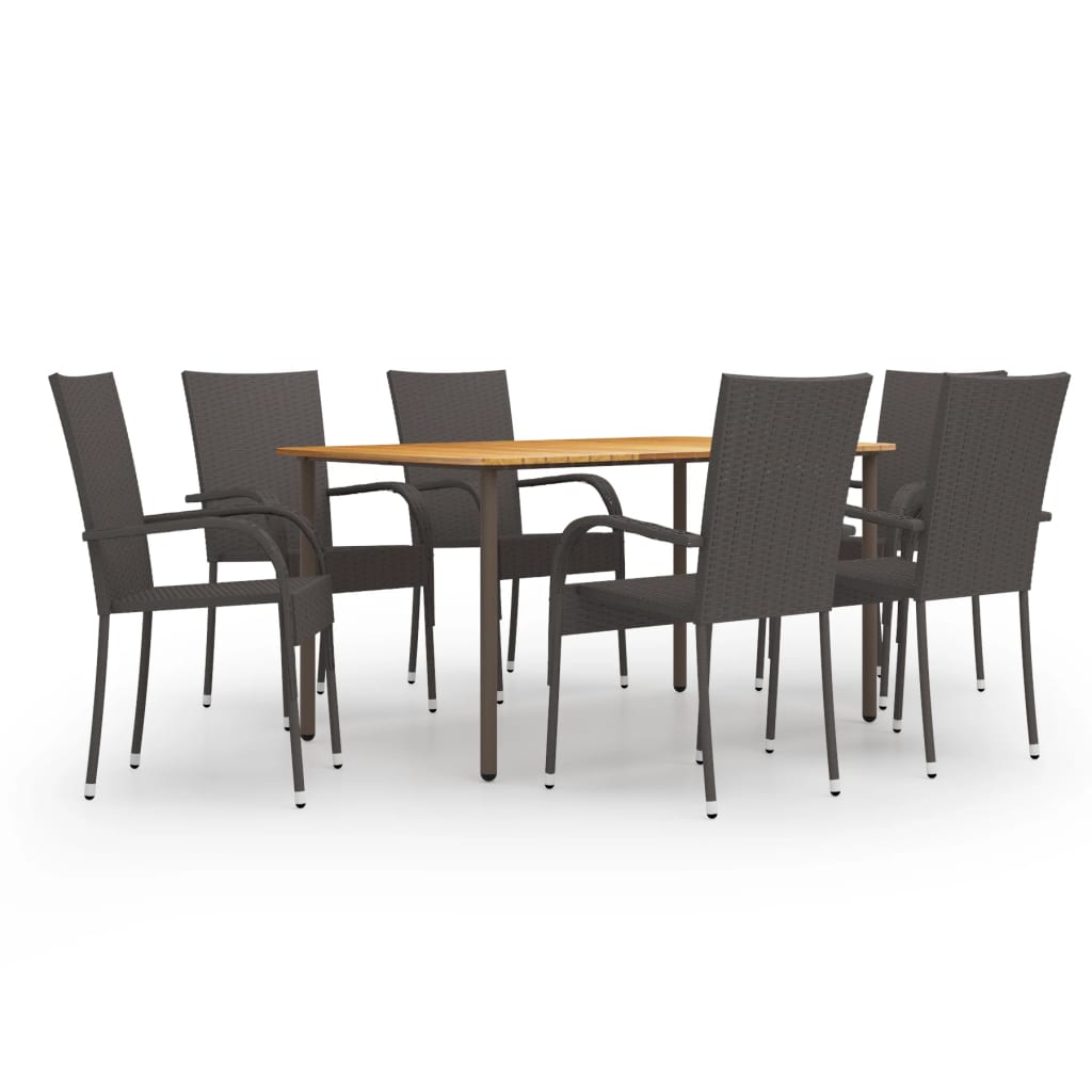 Set Mobili da Pranzo Giardino 7 pz in Polyrattan Marrone - homemem39