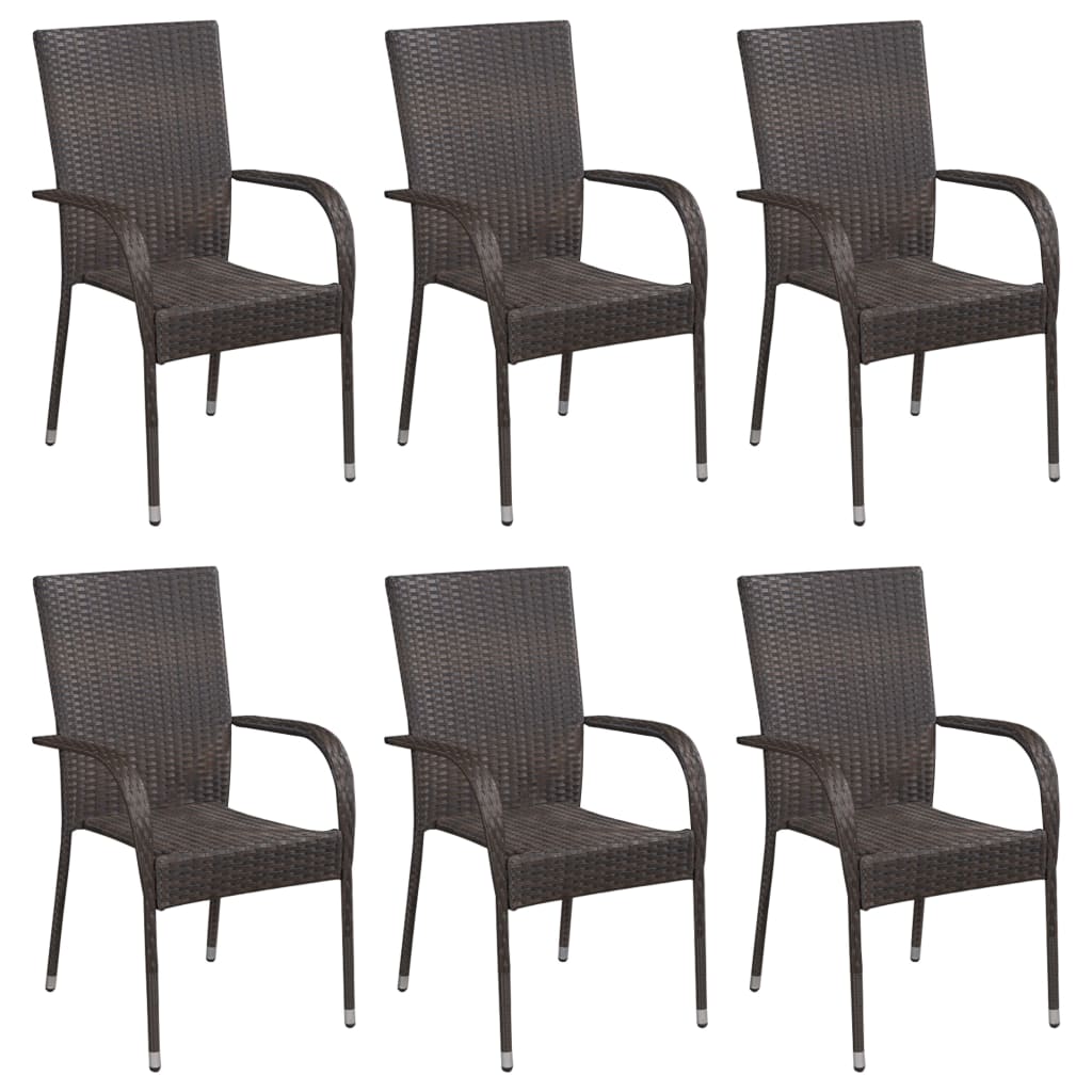 Set Mobili da Pranzo Giardino 7 pz in Polyrattan Marrone - homemem39