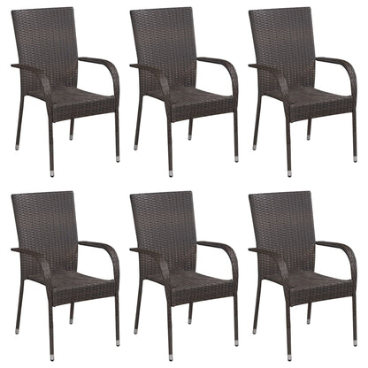 Set Mobili da Pranzo Giardino 7 pz in Polyrattan Marrone - homemem39