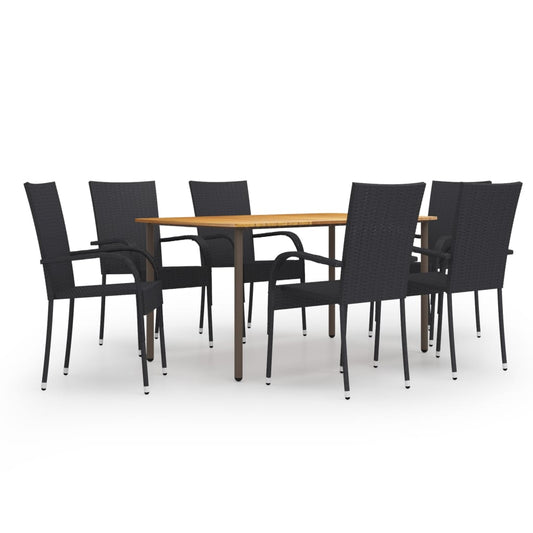 Set Mobili da Pranzo Giardino 7 pz in Polyrattan Nero - homemem39