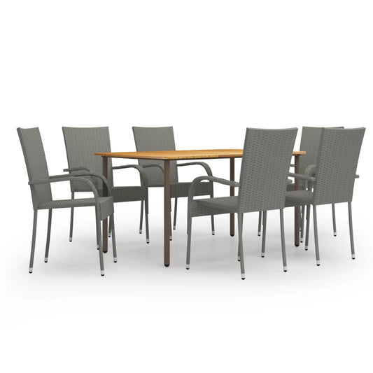 Set Mobili da Pranzo Giardino 7 pz in Polyrattan Grigio - homemem39