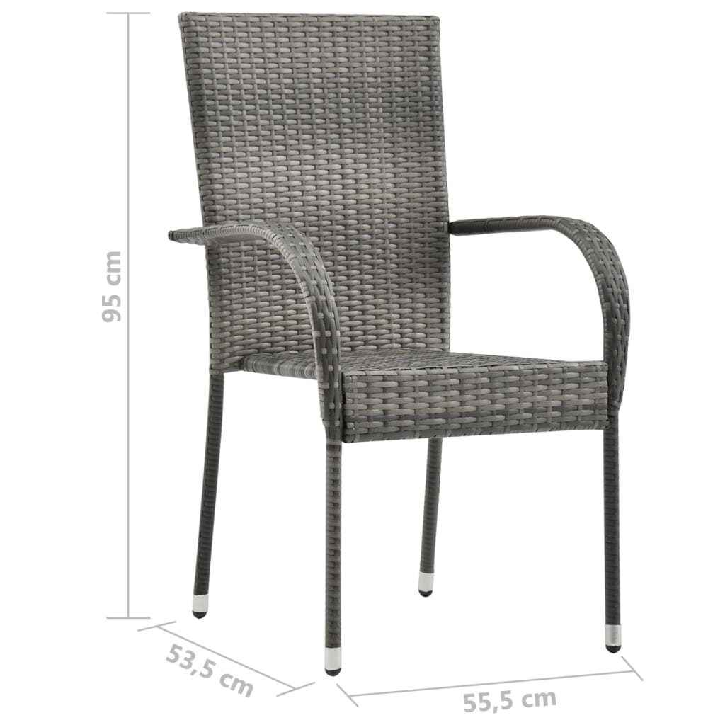 Set Mobili da Pranzo Giardino 7 pz in Polyrattan Grigio - homemem39