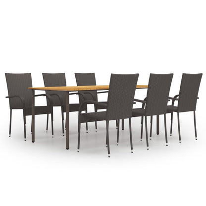 Set Mobili da Pranzo Giardino 7 pz in Polyrattan Marrone - homemem39