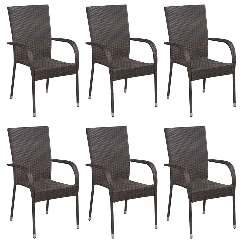 Set Mobili da Pranzo Giardino 7 pz in Polyrattan Marrone - homemem39