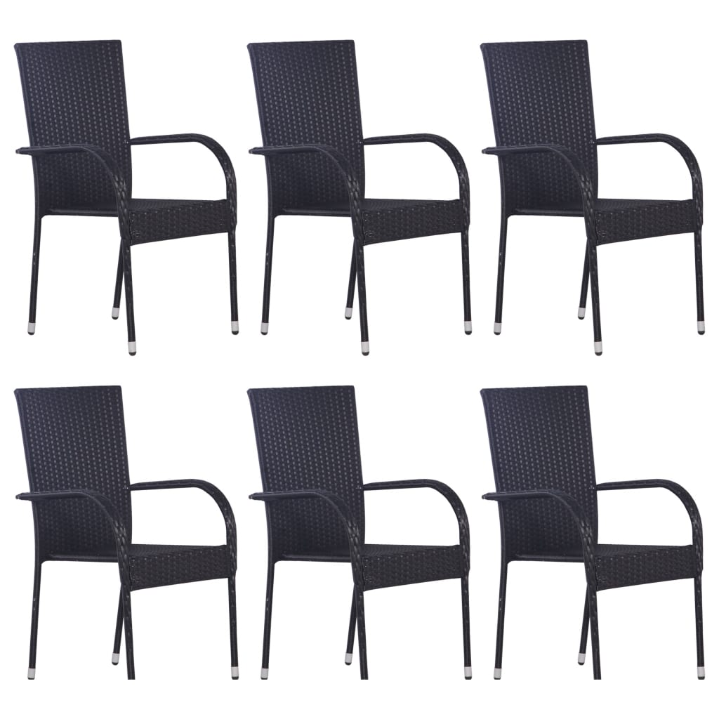 Set Mobili da Pranzo Giardino 7 pz in Polyrattan Nero - homemem39