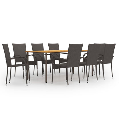 Set Mobili da Pranzo Giardino 9 pz in Polyrattan Grigio - homemem39