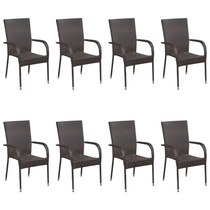 Set Mobili da Pranzo Giardino 9 pz in Polyrattan Grigio - homemem39