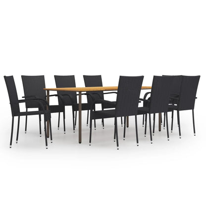 Set Mobili da Pranzo Giardino 9 pz in Polyrattan Nero - homemem39