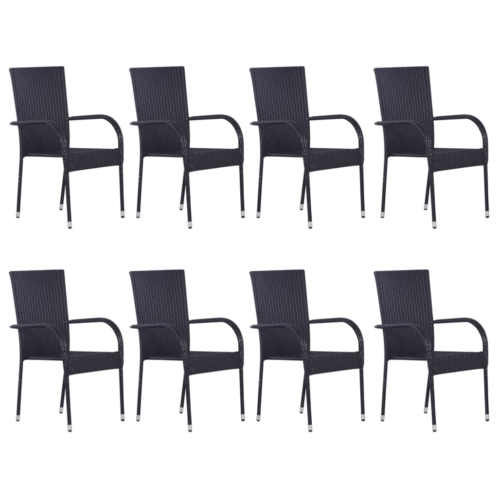 Set Mobili da Pranzo Giardino 9 pz in Polyrattan Nero - homemem39