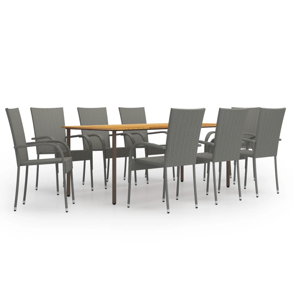 Set Mobili da Pranzo Giardino 9 pz in Polyrattan Grigio - homemem39