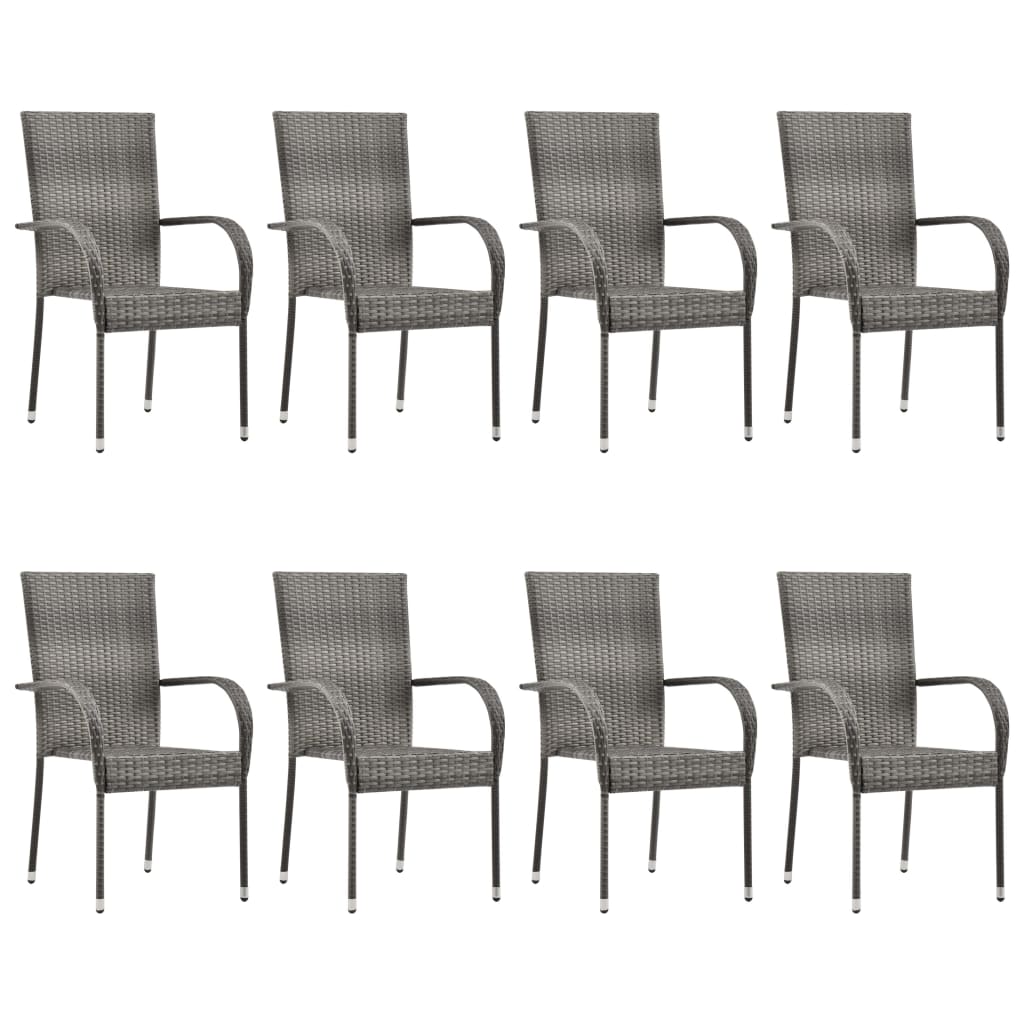 Set Mobili da Pranzo Giardino 9 pz in Polyrattan Grigio - homemem39