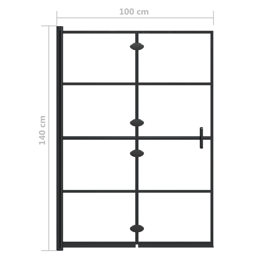 Pannello Doccia Pieghevole in ESG 100x140 cm Nero - homemem39