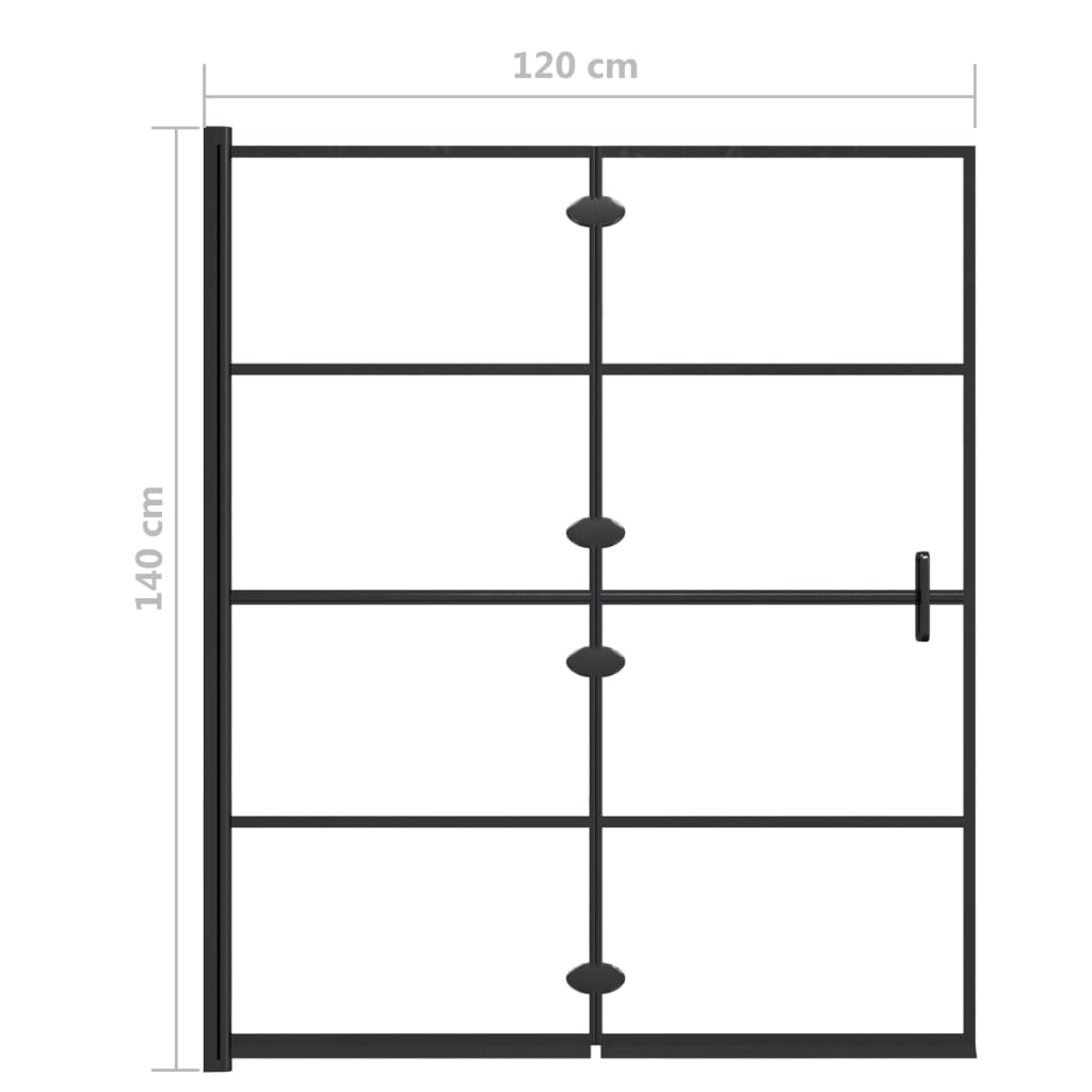 Pannello Doccia Pieghevole in ESG 120x140 cm Nero - homemem39