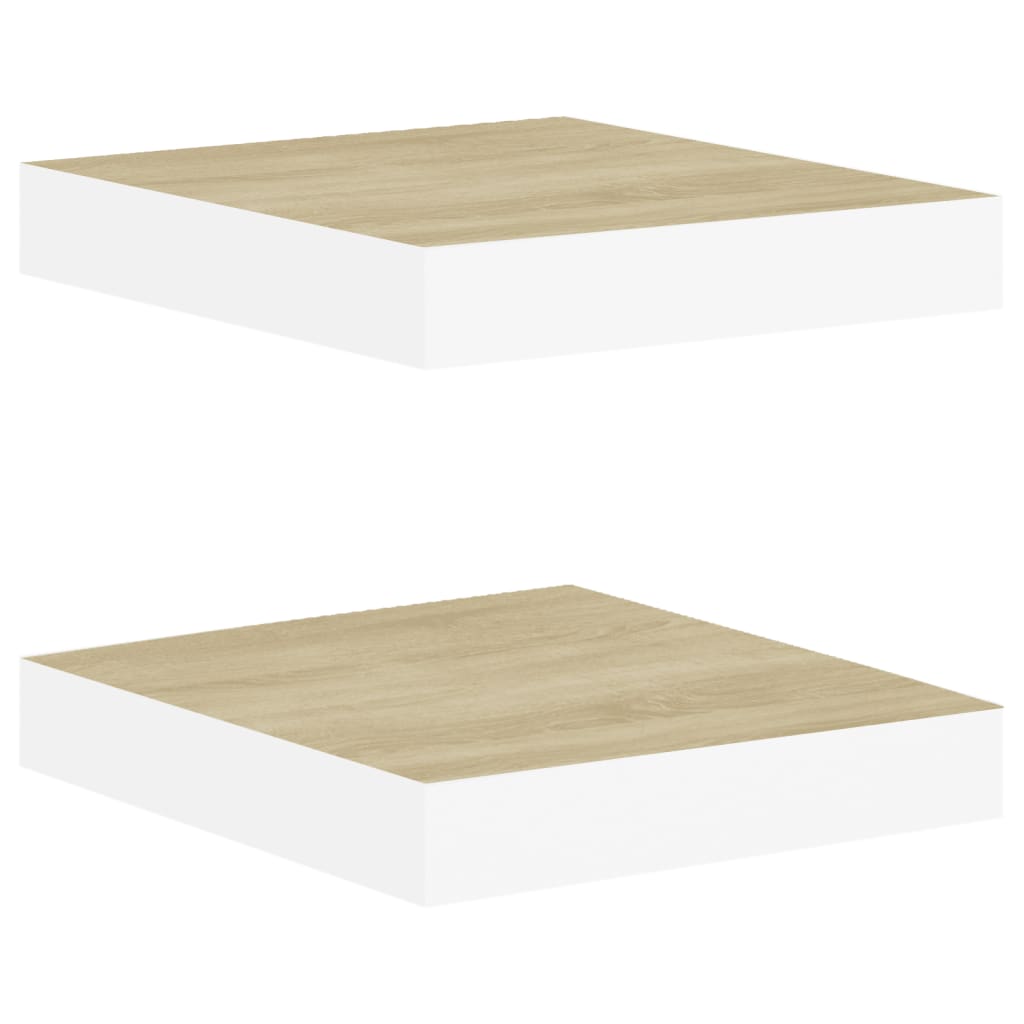 Mensole a Muro 2 pz Rovere e Bianco 23x23,5x3,8 cm in MDF - homemem39