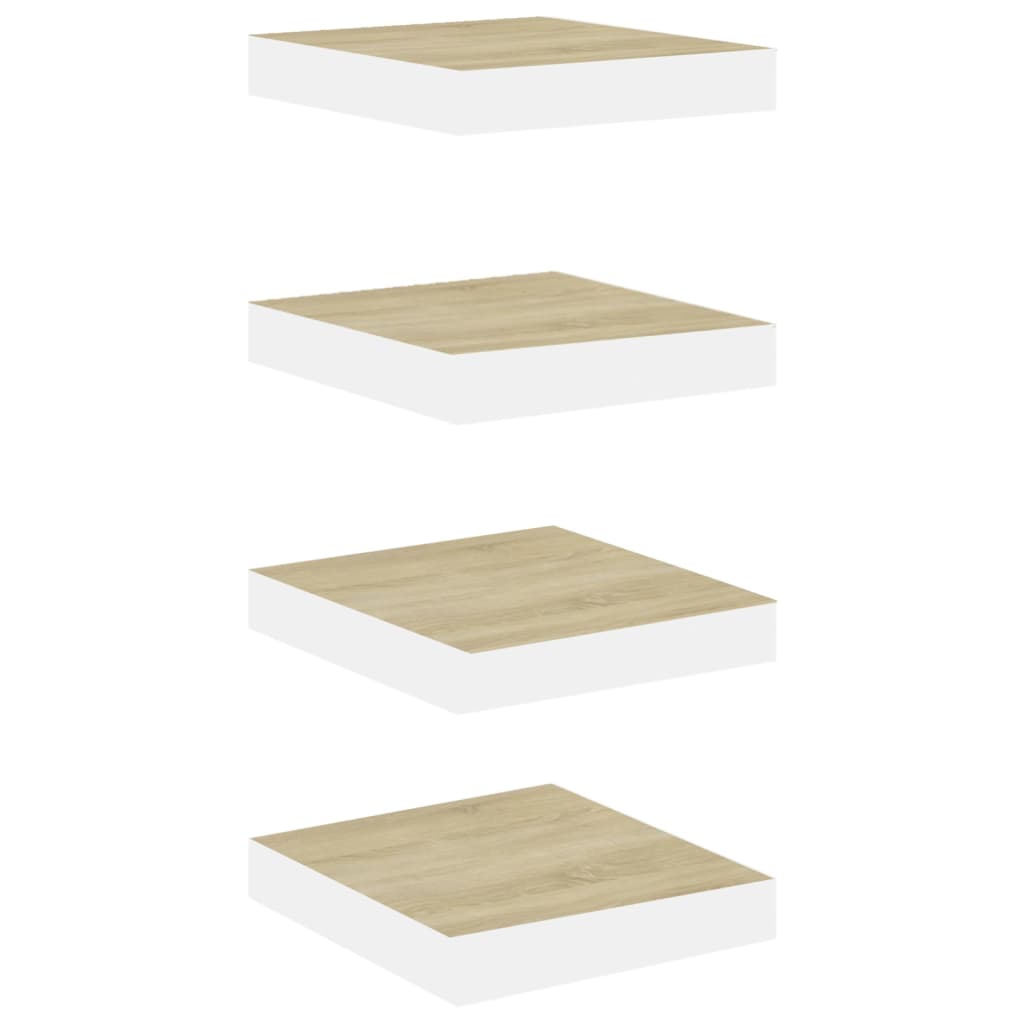 Mensole a Muro 4 pz Rovere e Bianco 23x23,5x3,8 cm in MDF - homemem39