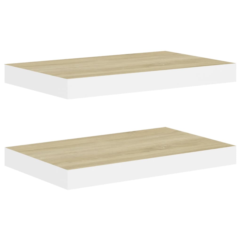 Scaffali a Parete 2 pz Rovere e Bianco 40x23x3,8 cm in MDF - homemem39