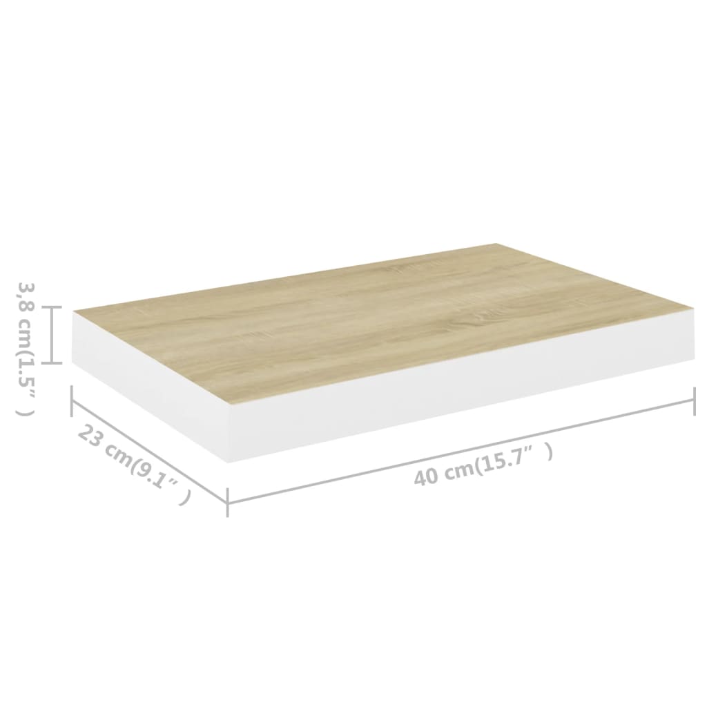 Scaffali a Parete 2 pz Rovere e Bianco 40x23x3,8 cm in MDF - homemem39