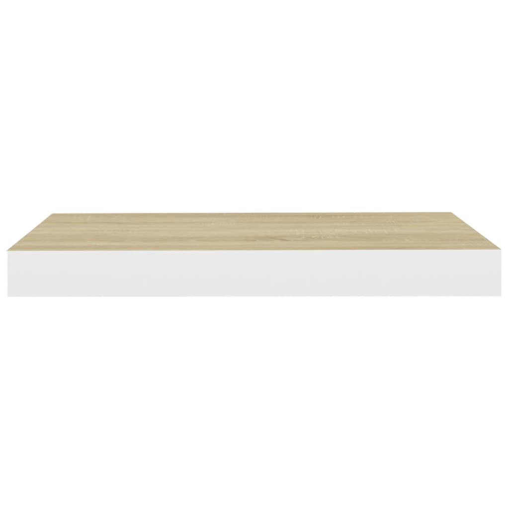 Scaffali a Parete 2 pz Rovere e Bianco 50x23x3,8 cm in MDF - homemem39