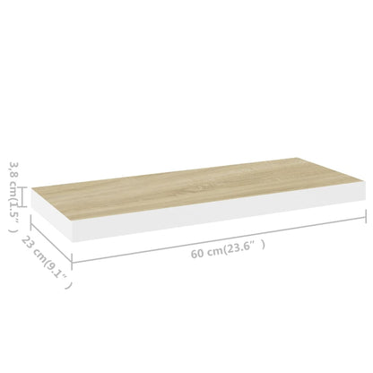 Scaffale a Parete Rovere e Bianco 60x23,5x3,8 cm in MDF - homemem39