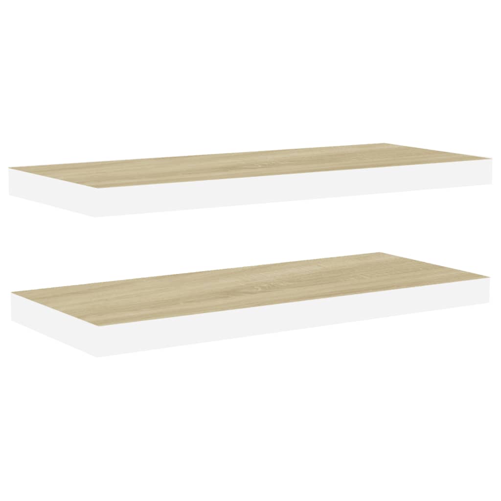 Scaffali a Parete 2 pz Rovere e Bianco 60x23,5x3,8 cm in MDF - homemem39