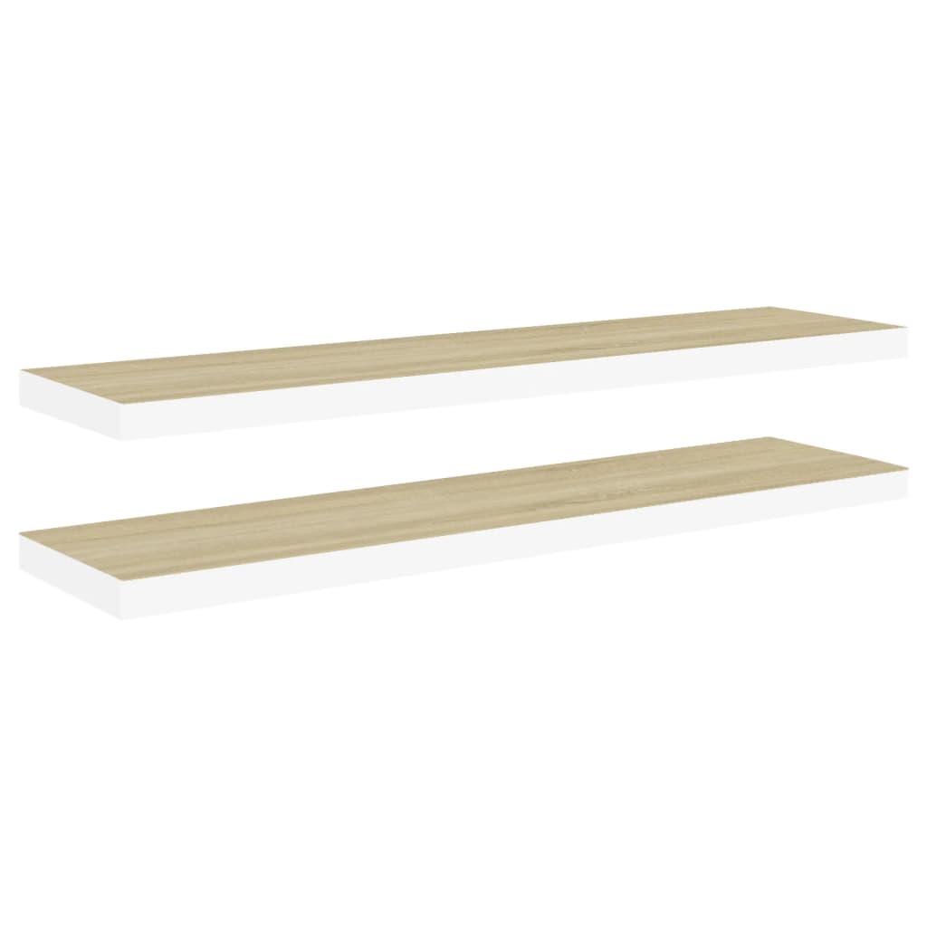 Scaffali a Parete 2 pz Rovere e Bianco 90x23,5x3,8 cm in MDF - homemem39