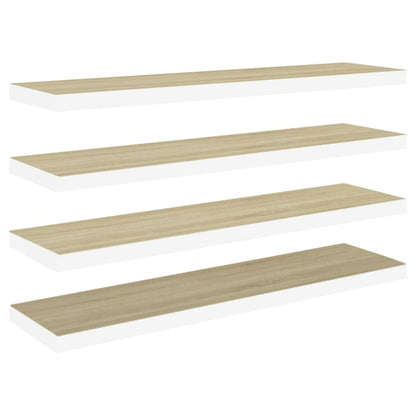 Scaffali a Parete 4 pz Rovere e Bianco 90x23,5x3,8 cm in MDF - homemem39