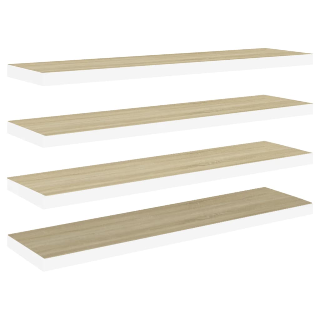 Scaffali a Parete 4 pz Rovere e Bianco 120x23,5x3,8 cm in MDF - homemem39