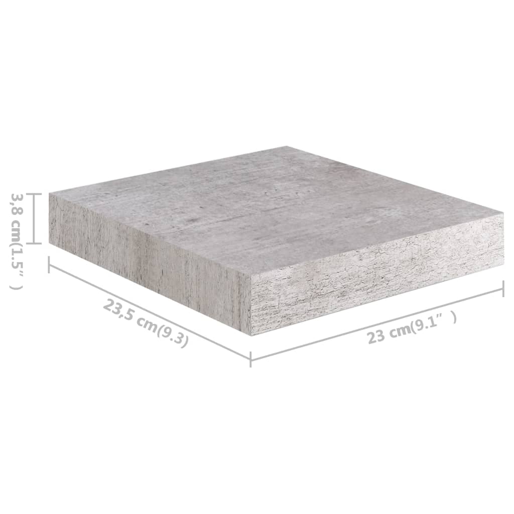 Mensole a Muro 2 pz Grigio Cemento 23x23,5x3,8 cm in MDF - homemem39