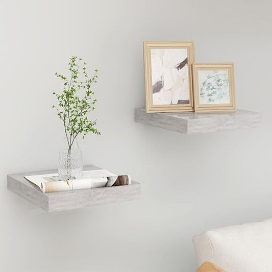 Mensole a Muro 2 pz Grigio Cemento 23x23,5x3,8 cm in MDF - homemem39