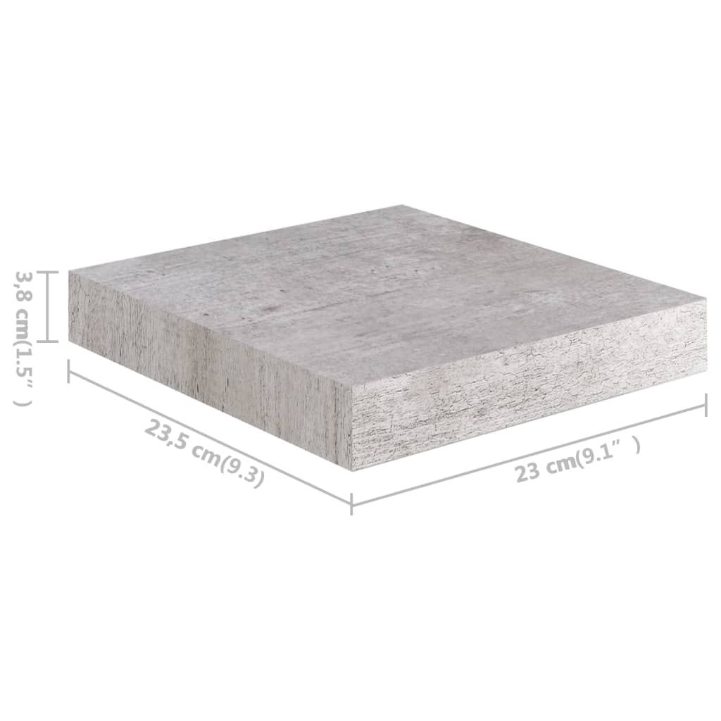 Mensole a Muro 4 pz Grigio Cemento 23x23,5x3,8 cm in MDF - homemem39
