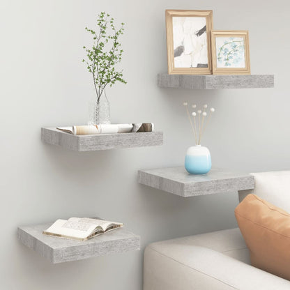 Mensole a Muro 4 pz Grigio Cemento 23x23,5x3,8 cm in MDF - homemem39