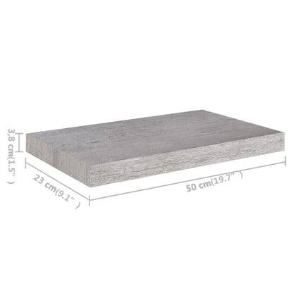 Scaffale a Parete Grigio Cemento 50x23x3,8 cm in MDF - homemem39