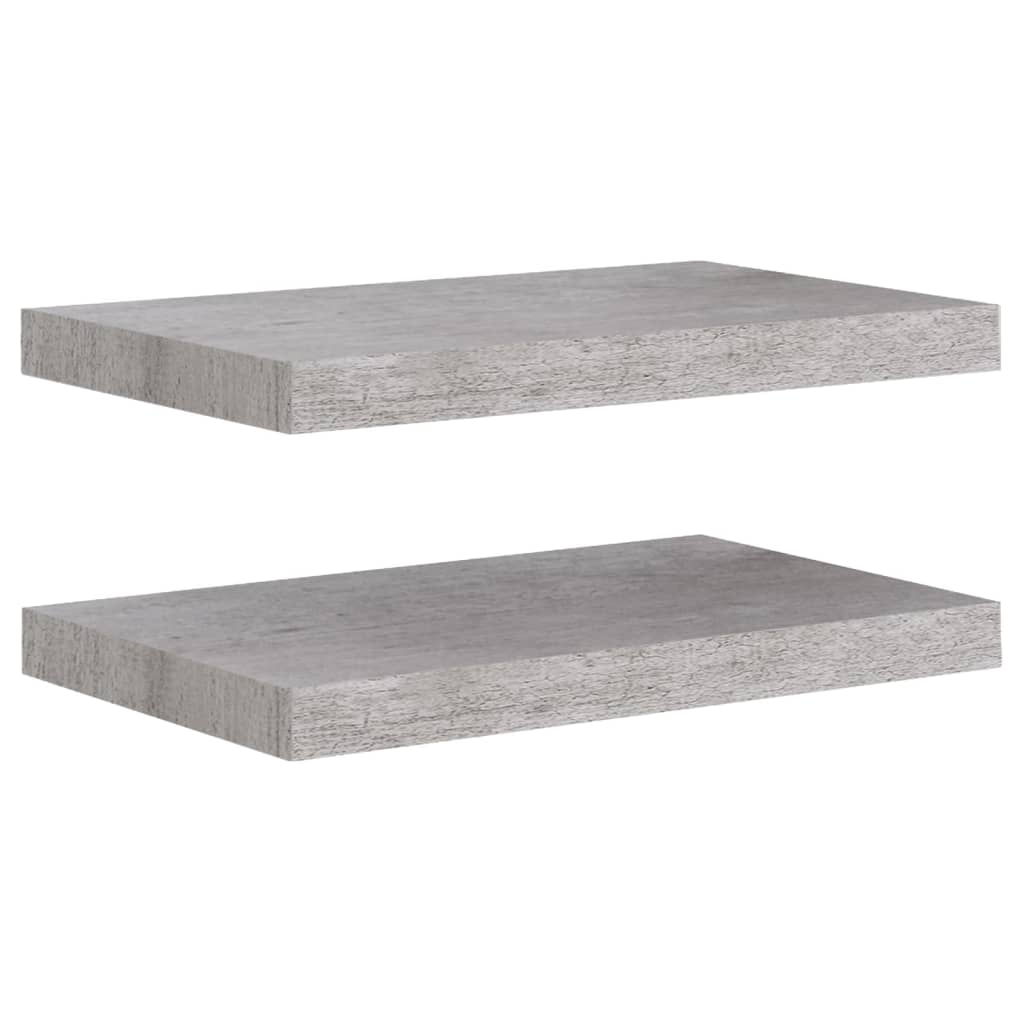 Scaffali a Parete 2 pz Grigio Cemento 50x23x3,8 cm in MDF - homemem39