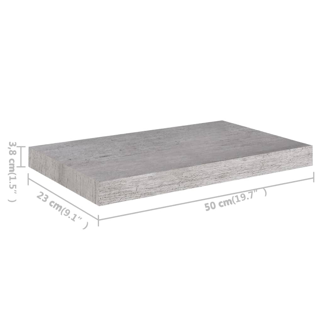 Scaffali a Parete 2 pz Grigio Cemento 50x23x3,8 cm in MDF - homemem39