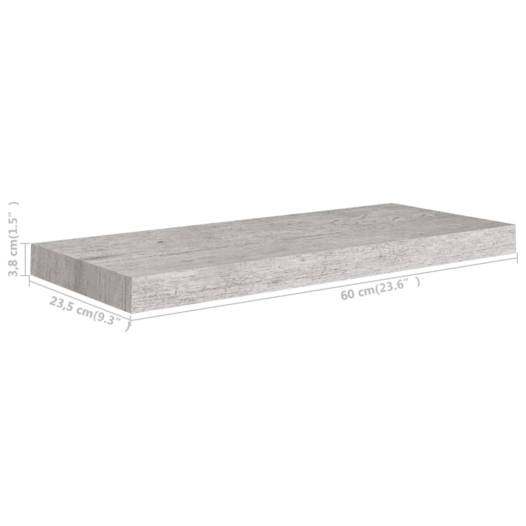 Scaffale a Parete Grigio Cemento 60x23,5x3,8 cm in MDF - homemem39