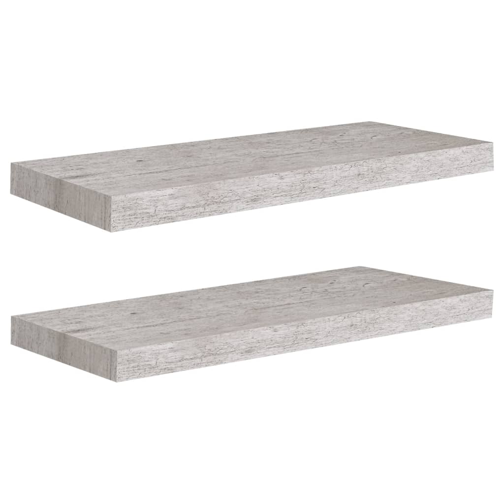 Scaffali a Parete 2 pz Grigio Cemento 60x23,5x3,8 cm in MDF - homemem39